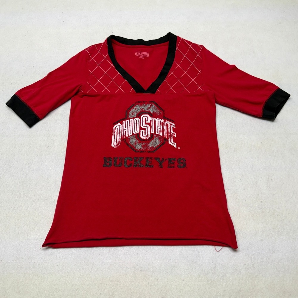 Ohio State Buckeyes E5 Red 3/4 Sleeve‎ Shirt Women's Large University College